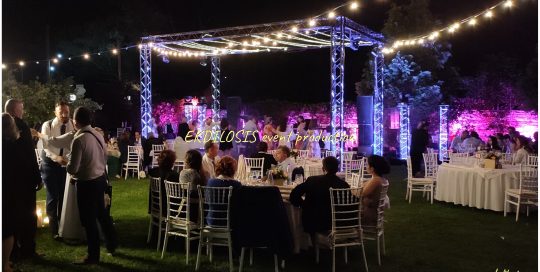 φωτισμός εκδηλώσεων, γάμος στο νυμφαίο από την EKDILOSIS event production